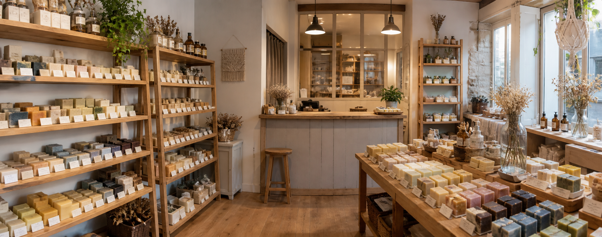 Boutique artisanale avec savons faits main