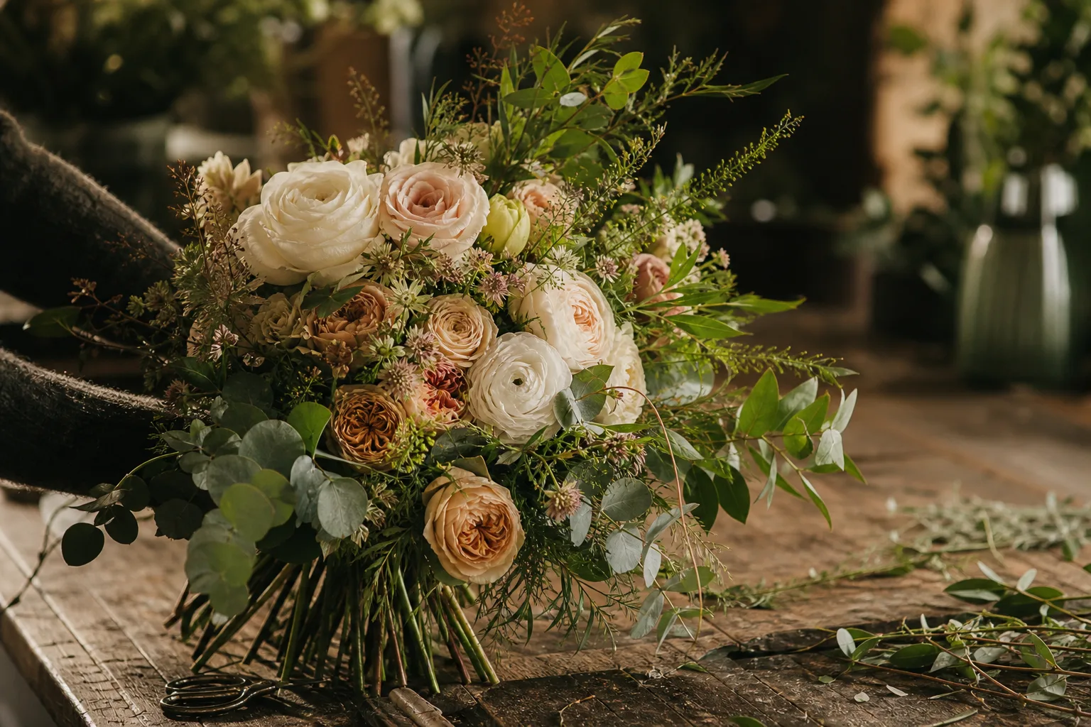 Bouquet naturel aux tons doux